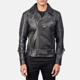 Yabion Black Leather Biker Jacket